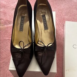 Casadei Chocolate Heels with Ribbon Detail